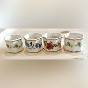 Vintage Sheer Elegance Napkin Holder Rings Lot Of 4 Fine English Bone China